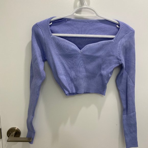 Lavender Ribbed Crop Top - Picture 2 of 5